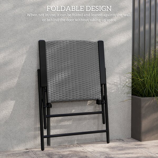 Outsunny Set of Two Folding Rattan Seat Chairs - Grey