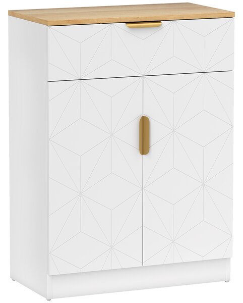 HOMCOM Sideboard Storage Cabinet, Modern Storage Cupboard with Drawer and Adjustable Shelf for Living Room, Kitchen, Dining Room, Entryway, White