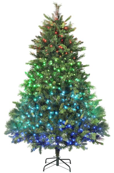 HOMCOM 180cm Carolina Pine Christmas Tree with Colourful DIY Synchronized LED Lights and Remote