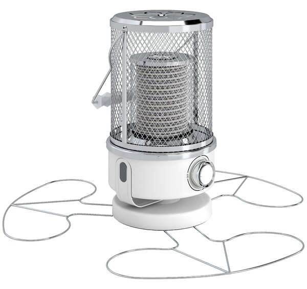 Outsunny 2000W Electric Patio Heater with 10-20㎡ Coverage, Separation Coil, Freestanding Outdoor Infrared Heater with Tip-Over Protection, Overheat Protection, Handle for Indoor and Outdoor Use, White