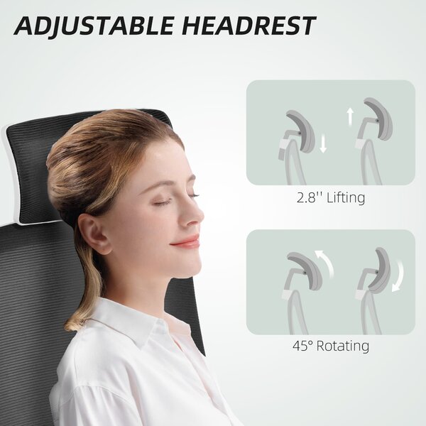 HOMCOM Home Office Chair, High-Back Desk Chair with Mesh, Flip Up Arms & Rotating Headrest for Long-time Work, Black Aosom UK
