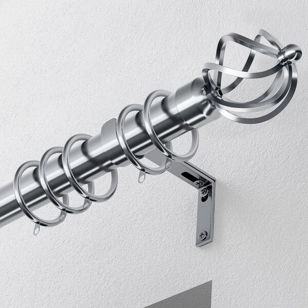 Cage 28mm Metal Curtain Pole Satin Silver