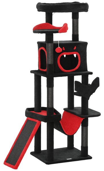 PawHut Gothic Cat Tree, 152 cm Multi-Level Cat Tower for Large Cats with Coffin Bed, Large Condo, for Halloween