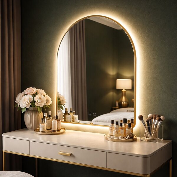 Mirror LED 80x60cm CAMLOT Brush Gold