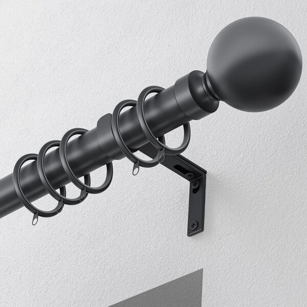 Ball 28mm Metal Curtain Pole Black