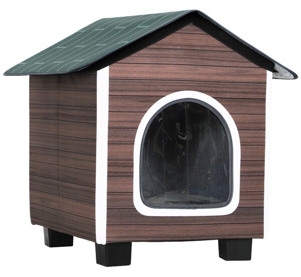 PawHut Insulated Outdoor Cat House, Waterproof Feral Cat Shelter with Elevated Base and Cushion, Red-brown