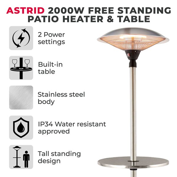 Tower ASTRID 2000W Patio Table Heater, Aluminium