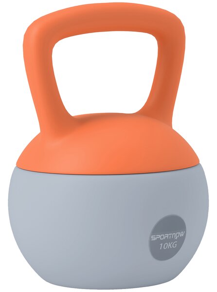 SPORTNOW Soft Kettlebell, 10kg Kettle Bell with Non-Slip Handle for Home Gym Weight Lifting and Strength Training, Orange and Grey