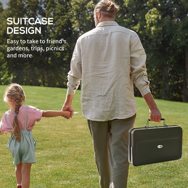 Outsunny Foldable Suitcase Design Mini Charcoal Barbecue Grill BBQ, Black Aosom UK