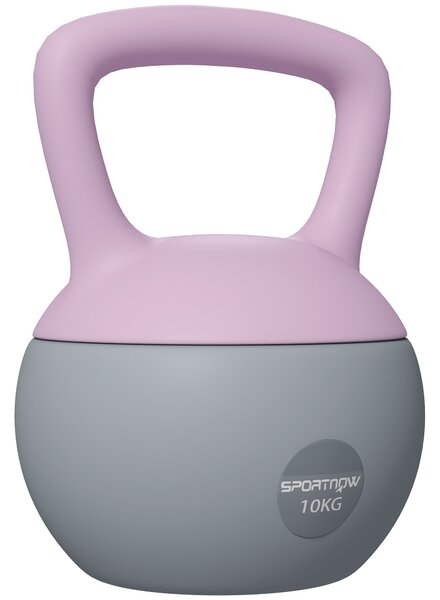SPORTNOW Soft Kettlebell, 10kg Kettle Bell with Non-Slip Handle for Home Gym Weight Lifting and Strength Training, Purple and Grey