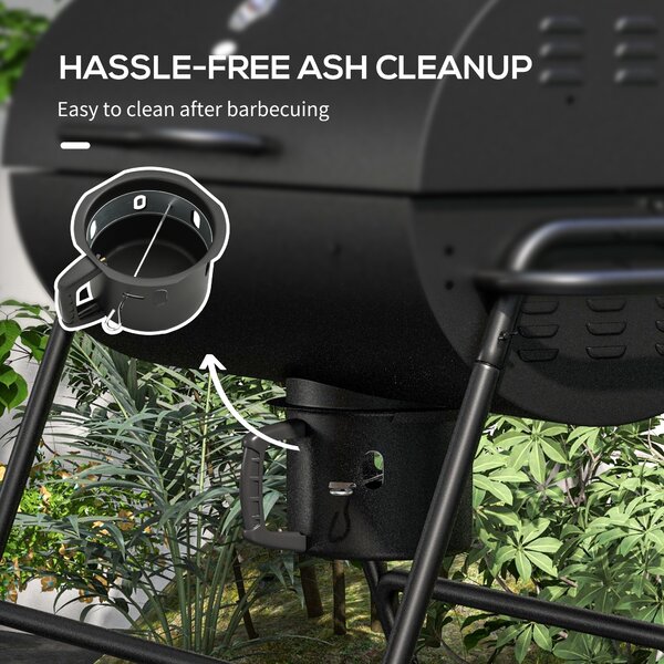 Outsunny Outdoor Wheeled Barrel Charcoal Barbecue Grill Trolley, Black Aosom UK