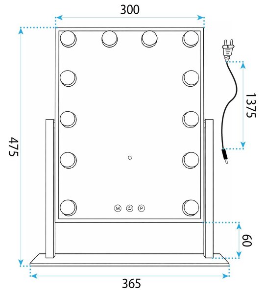 Mirror LED STYLE White 30x40