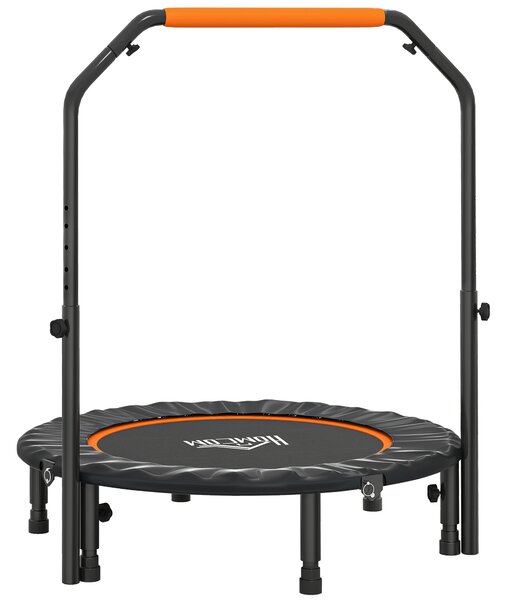 HOMCOM 40'' Foldable Mini Trampoline, Fitness Trampoline, Rebounder for Adults with Adjustable Foam Handle for Indoor Outdoor Cardio Training