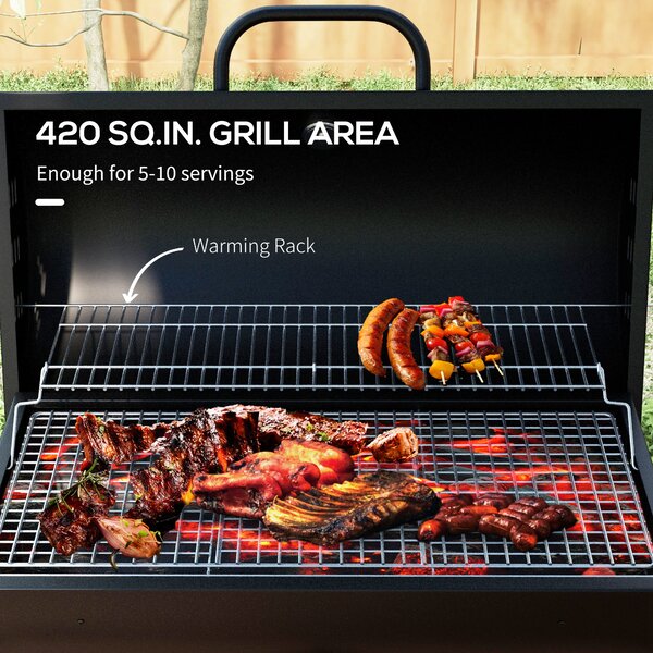 Outsunny Outdoor Wheeled Barrel Charcoal Barbecue Grill Trolley, Black Aosom UK