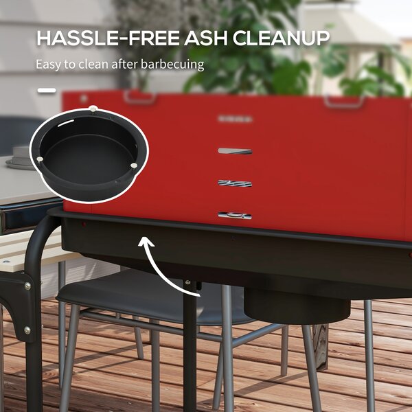 Outsunny Outdoor 5-Level Grill Height Charcoal Barbecue Grill Trolley, Red Aosom UK
