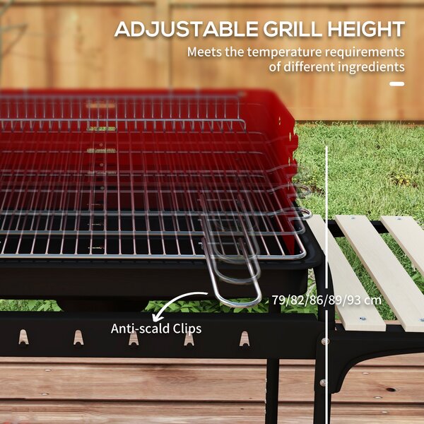 Outsunny Outdoor 5-Level Grill Height Charcoal Barbecue Grill Trolley, Red Aosom UK