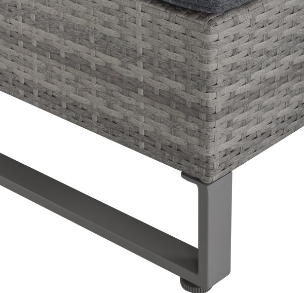 Outsunny 4-Seater PE Rattan Sofa Set Wicker Garden Furniture Outdoor Conservatory Furniture Coffee Table w/ Side Storage Box & Cushion, Grey