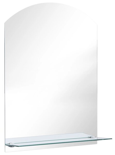 Wall Mirror with Shelf 50x70 cm Tempered Glass