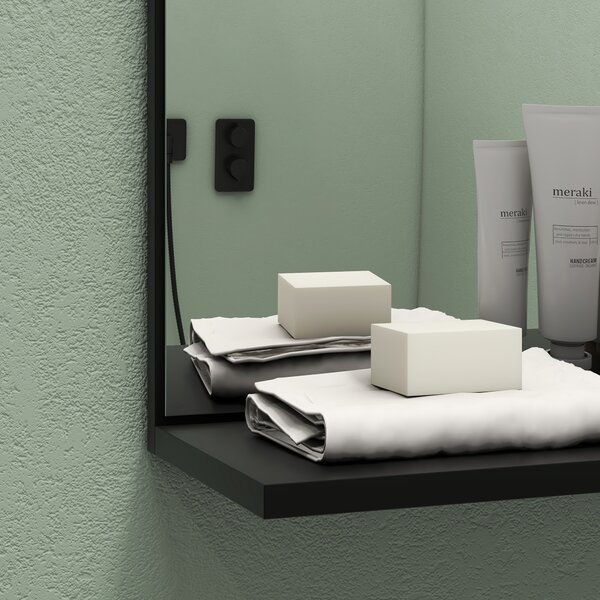 HOMCOM Bathroom Mirror with Shelf, Wall-mounted Makeup Mirror, Modern Vanity Mirror with 4 Storage Shelves for Make Up, Black Aosom UK