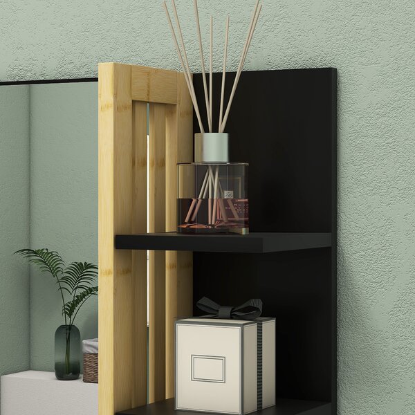HOMCOM Bathroom Mirror with Shelf, Wall-mounted Makeup Mirror, Modern Vanity Mirror with 4 Storage Shelves for Make Up, Black Aosom UK