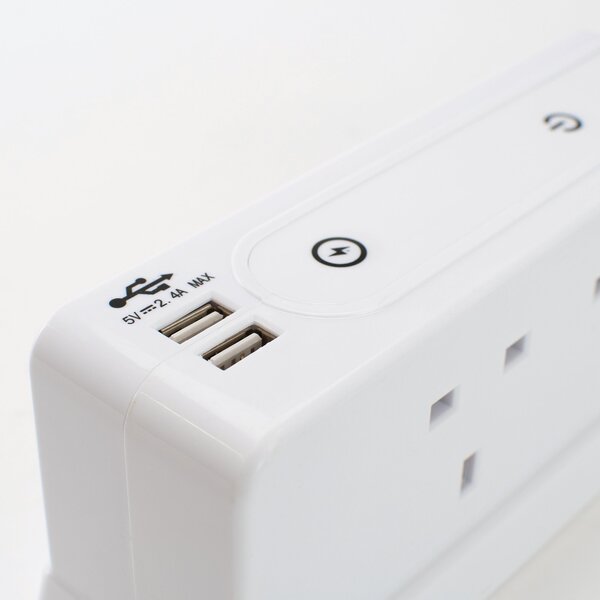 Status 4 Way Block Extension Socket with 2 USB Ports