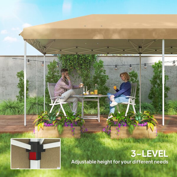 Outsunny 6 x 3(m) Pop Up Gazebo, Outdoor Canopy Shelter, Marquee Party Wedding Tent with 6 Mesh Walls and Carry Bag, Beige Aosom UK