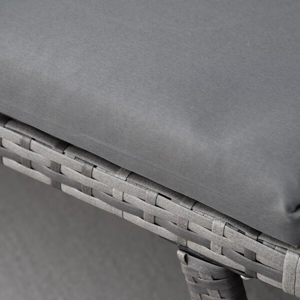 Outsunny 2 Seater Rattan Folding Daybed Sofa Bench Garden Chaise Lounger Loveseat with Cushion Outdoor Patio Grey Aosom UK