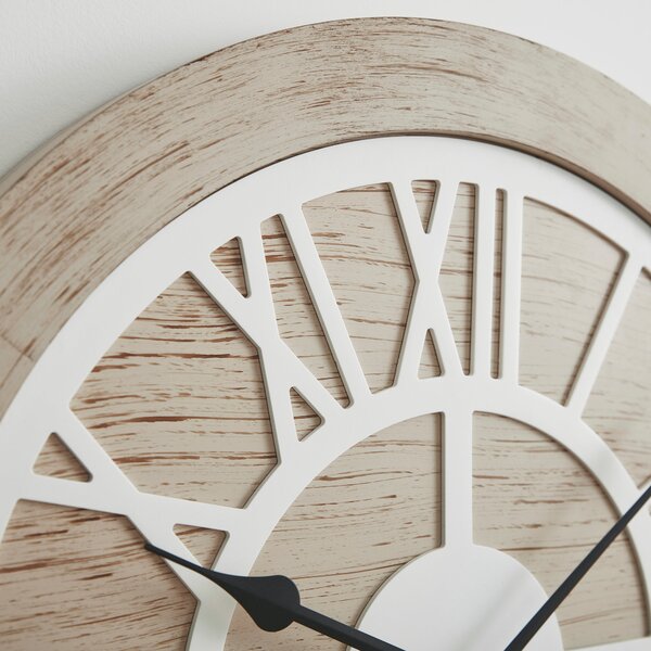 Washed Wooden Wall Clock