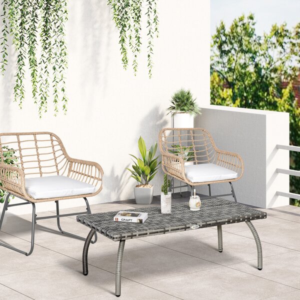 Outsunny Rattan Alfresco Table: Weather-Defying Wicker Companion for Patio, Garden & Balcony, Grey Aosom UK