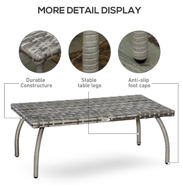 Outsunny Rattan Alfresco Table: Weather-Defying Wicker Companion for Patio, Garden & Balcony, Grey Aosom UK