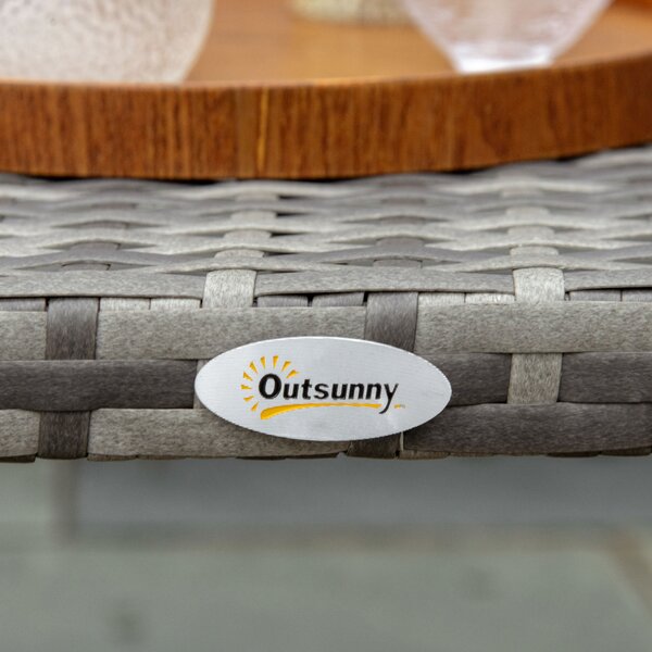 Outsunny Rattan Alfresco Table: Weather-Defying Wicker Companion for Patio, Garden & Balcony, Grey Aosom UK