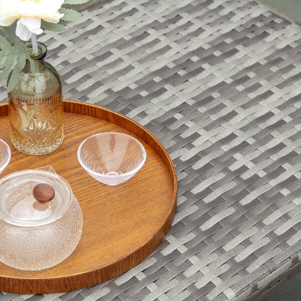 Outsunny Rattan Alfresco Table: Weather-Defying Wicker Companion for Patio, Garden & Balcony, Grey Aosom UK