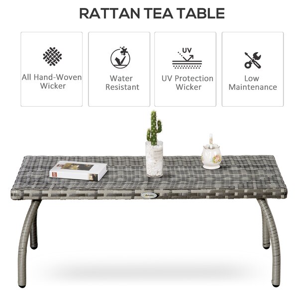 Outsunny Rattan Alfresco Table: Weather-Defying Wicker Companion for Patio, Garden & Balcony, Grey Aosom UK