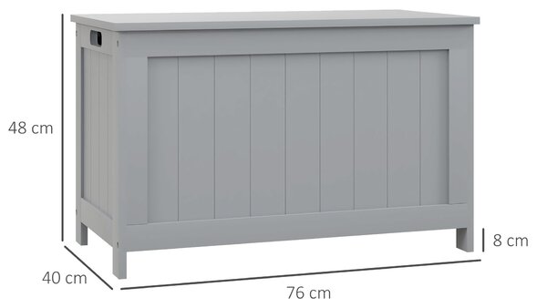 HOMCOM Storage Chest, Modern Storage Trunk w/ 2 Safety Hinges & Cut-out Handles, Wooden Toy Box for Living Room, 76 x 40 x 48 cm, Grey Aosom UK