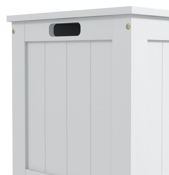 HOMCOM Storage Chest, Modern Storage Trunk with 2 Safety Hinges and Cut-out Handles, Wooden Toy Box for Living Room, 76x40x48 cm, White Aosom UK