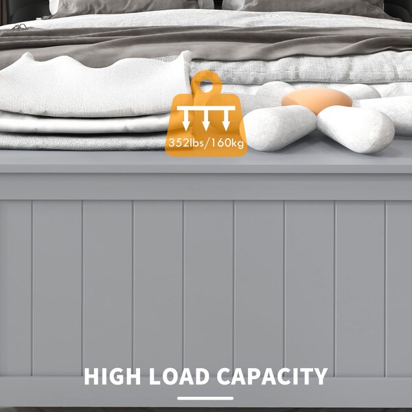 HOMCOM Storage Chest, Modern Storage Trunk w/ 2 Safety Hinges & Cut-out Handles, Wooden Toy Box for Living Room, 76 x 40 x 48 cm, Grey Aosom UK