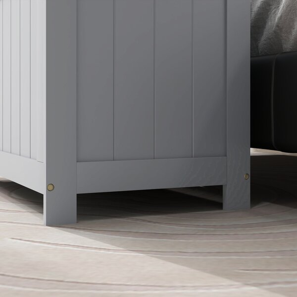 HOMCOM Storage Chest, Modern Storage Trunk w/ 2 Safety Hinges & Cut-out Handles, Wooden Toy Box for Living Room, 76 x 40 x 48 cm, Grey Aosom UK
