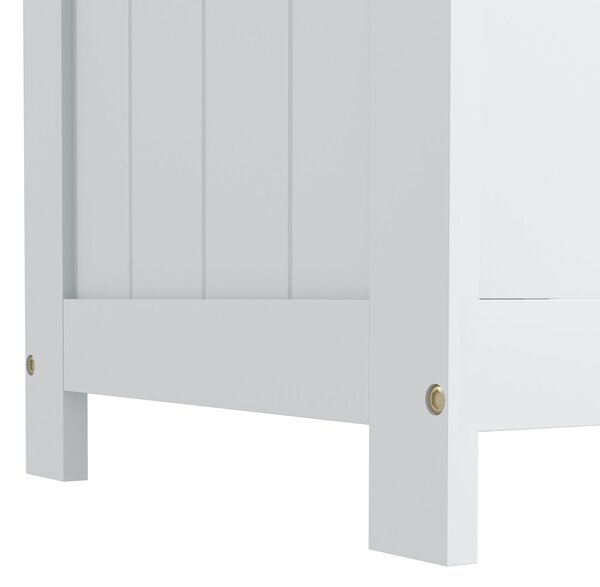 HOMCOM Storage Chest, Modern Storage Trunk with 2 Safety Hinges and Cut-out Handles, Wooden Toy Box for Living Room, 76x40x48 cm, White Aosom UK