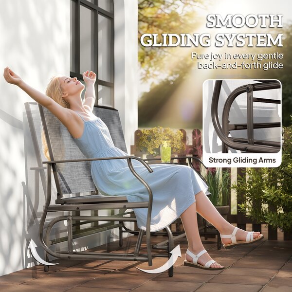 Outsunny Metal Double Swing Chair Glider Rocking Chair Seat Outdoor Seater Garden Furniture Patio Porch With Table