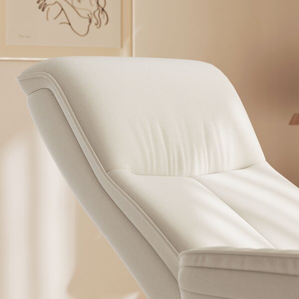 HOMCOM Massage Recliner Chair with Footstool, Upholstered Reclining Armchair with Adjustable Backrest and Steel Frame, Breathable Linen Fabric Swivel Chair for Living Room, Bedroom, Cream White