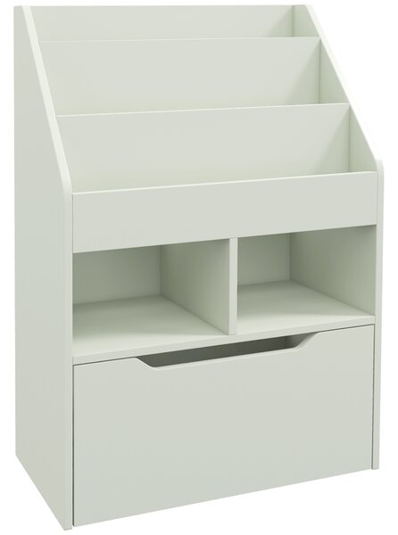 HOMCOM Kids Bookshelf, Toy Organiser, with Storage Drawer, Wheels - Green