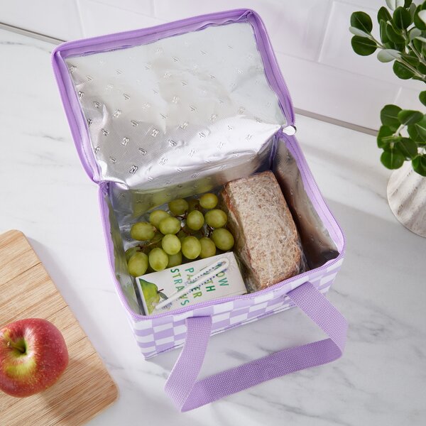 Checkerboard Lilac Square Lunch Bag