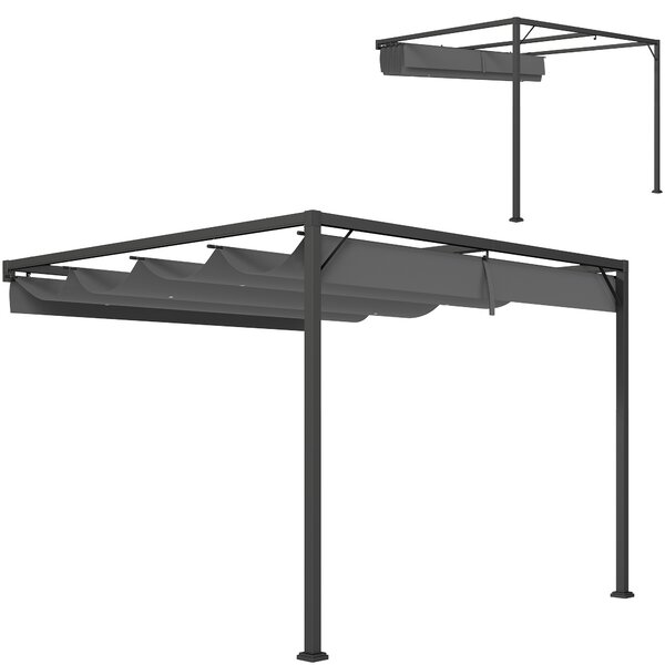 Outsunny 3 x 3(m) Outdoor Pergola with Retractable Canopy - Grey