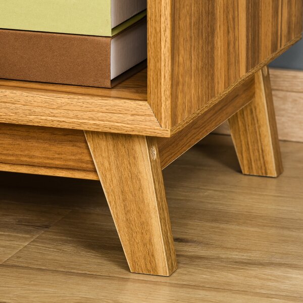 HOMCOM Nightstand Pair: Contemporary End Tables with Drawer & Shelf, Living Room Accent, Set of 2, Walnut Brown Aosom UK