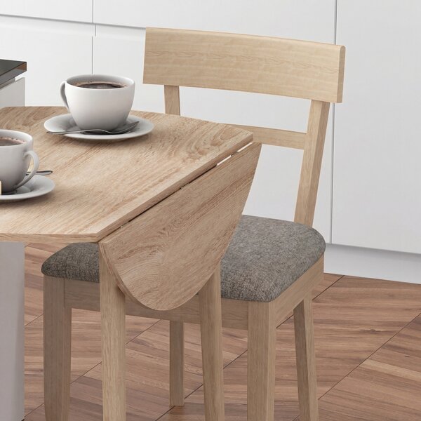 HOMCOM Round Wood Dining Table for 4-person, Folding Kitchen Table with Wood Legs for Dining Room, Drop Leaf Dining Table, Natural Aosom UK