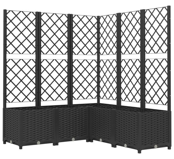 Garden Planter with Trellis Black 120x120x136 cm PP