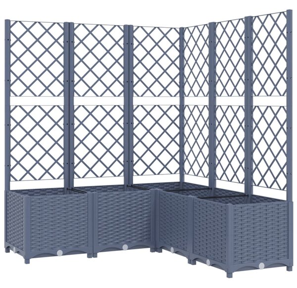 Garden Planter with Trellis Blue Grey 120x120x136 cm PP