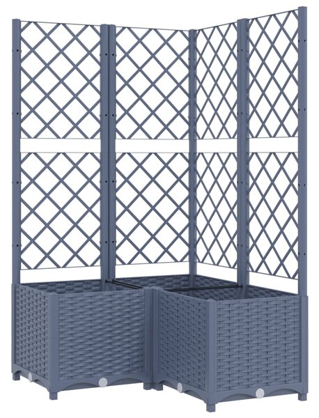 Garden Planter with Trellis Blue Grey 80x80x136 cm PP