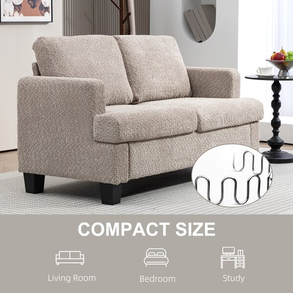 HOMCOM 2 Seater Sofa, 138 cm Loveseat Sofa with Removable Back Cushions, Chenille Fabric Small Couch Settee with S-springs for Living Room, Bedroom, Home Office, Light Brown