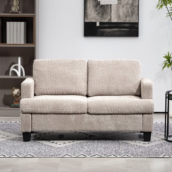HOMCOM 2 Seater Sofa, 138 cm Loveseat Sofa with Removable Back Cushions, Chenille Fabric Small Couch Settee with S-springs for Living Room, Bedroom, Home Office, Light Brown